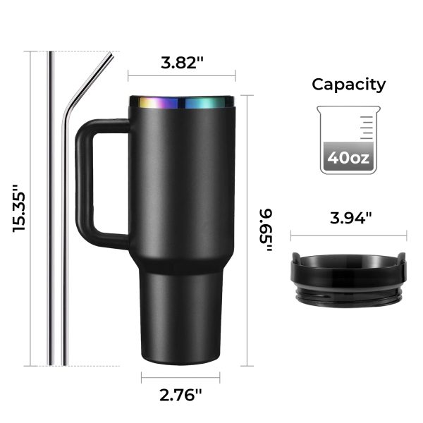 Light Blue Grey to Silver Stainless Steel Tumbler with Removable Handle (40oz) Sale - Image 4