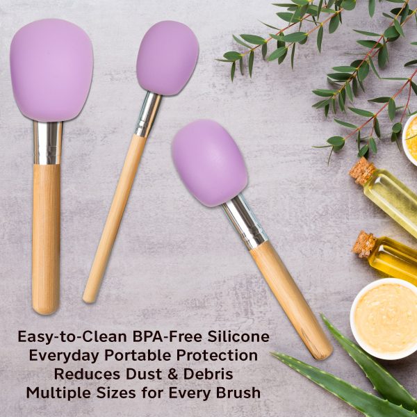 Eurow Luxe Silicone Makeup Brush Cover for Seamless Protection and Storage, 3-Pack, Purple For Sale - Image 2