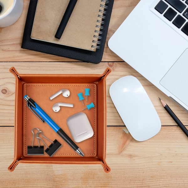 Eurow Portable Vegan Leather Valet Organizer Tray with Corner Snaps Hot on Sale - Image 2