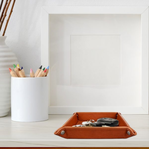 Eurow Portable Vegan Leather Valet Organizer Tray with Corner Snaps Hot on Sale - Image 3