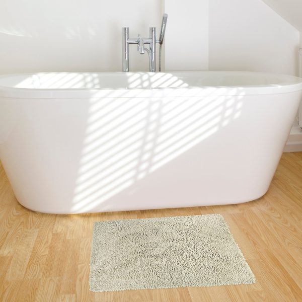 Nouvelle Legende® Microfiber Non-Slip Chenille Bath Mat – Light Beige Online - Image 5