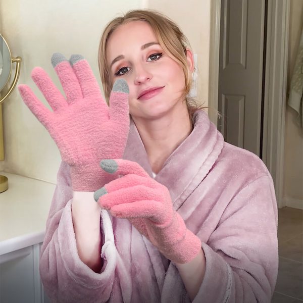 Eurow Moisturizing Gloves with Aloe Infused and Touch Screen Fingers, Durable and Reusable, Pink, 1 Pair Sale - Image 5