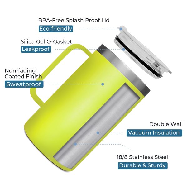 Chartreuse Stainless Steel Tumbler with Handle (24oz) Supply - Image 5