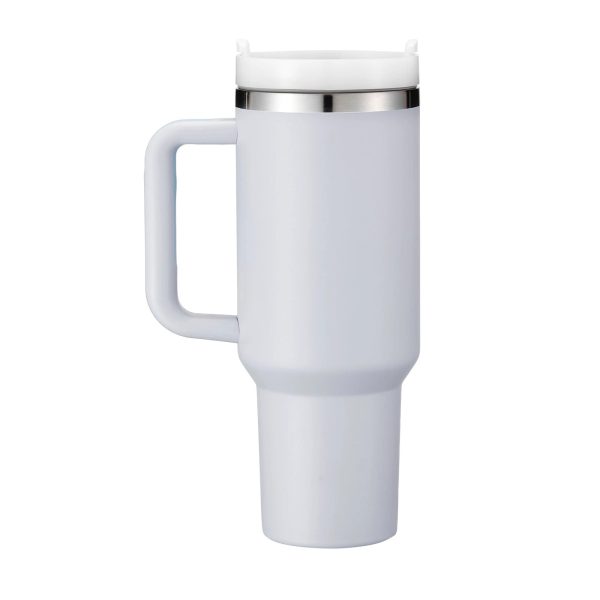 Light Blue Grey to Silver Stainless Steel Tumbler with Removable Handle (40oz) Sale