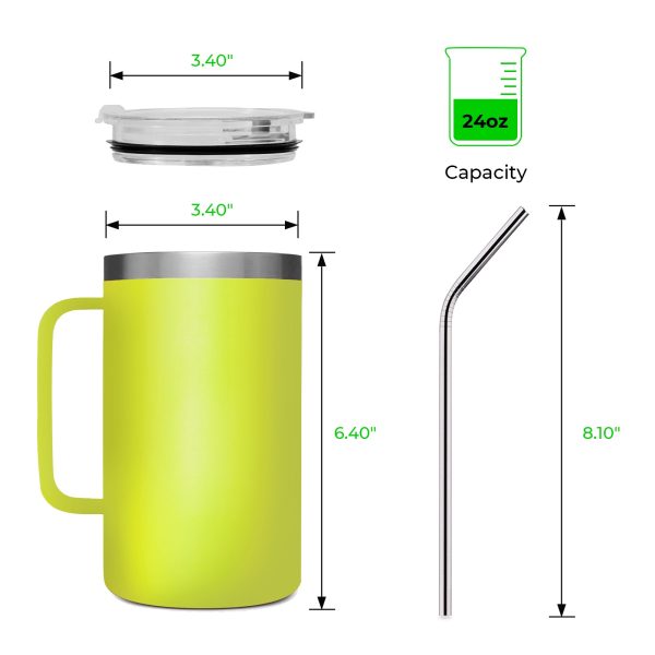 Chartreuse Stainless Steel Tumbler with Handle (24oz) Supply - Image 3