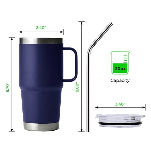 Navy Stainless Steel Tumbler kit with Handle (20oz) For Cheap - Image 3