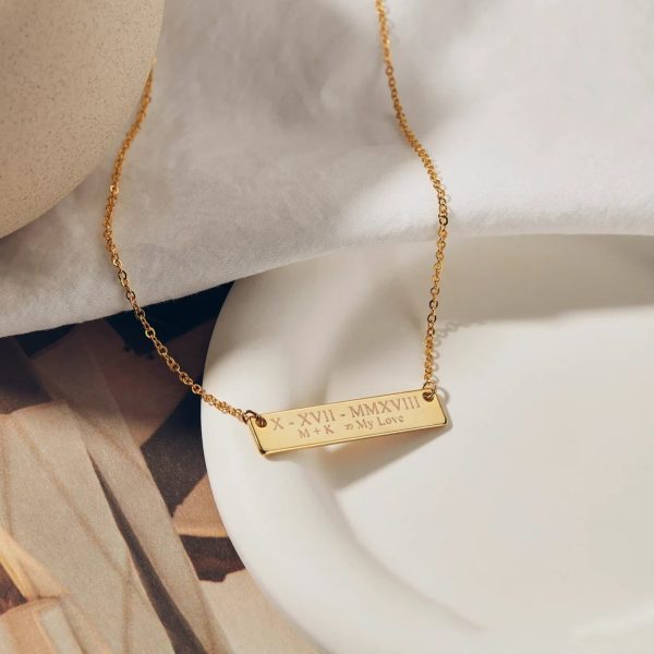 Stainless Steel Gold Bar Necklace (6pcs) Hot on Sale - Image 2
