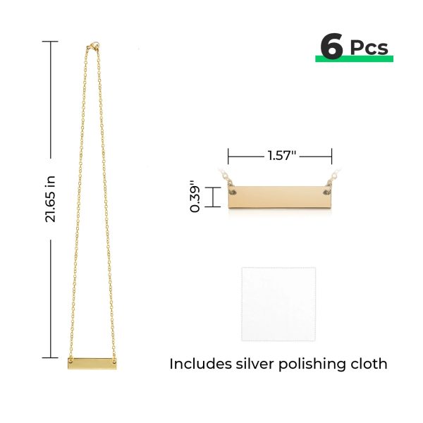 Stainless Steel Gold Bar Necklace (6pcs) Hot on Sale - Image 3