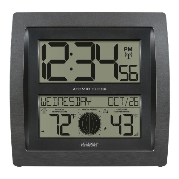 S74870 Curved Digital Atomic Wall Clock with Moon Phase For Discount