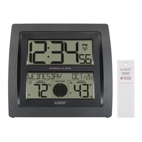 S74870 Curved Digital Atomic Wall Clock with Moon Phase For Discount - Image 3