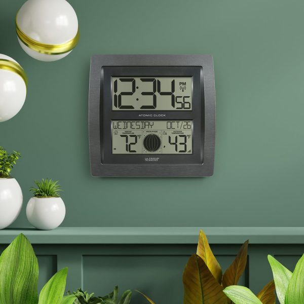 S74870 Curved Digital Atomic Wall Clock with Moon Phase For Discount - Image 5